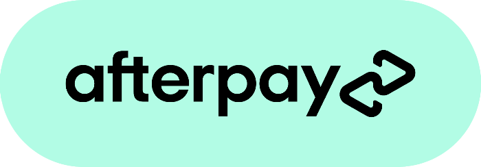 Afterpay logo with stylized text on a mint green background.