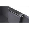 Close-up of an overflow box for aquariums, showing water outlets and a sleek design.