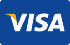 Visa logo with blue background and yellow-orange swoosh.