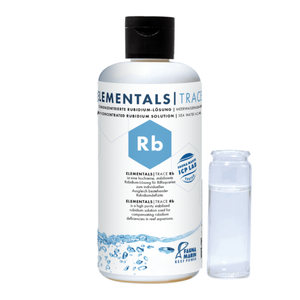 Fauna Marin Elementals Trace Rb concentrated rubidium solution bottle with ICP Lab tested label.